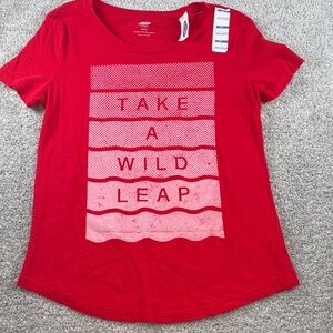 Vibrant Red Graphic Tee - Take‎ a Wild Leap new with tags women's size XS